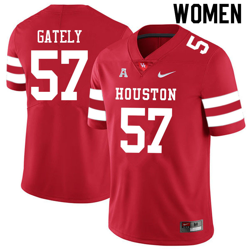 Women #57 Gavin Gately Houston Cougars College Football Jerseys Sale-Red